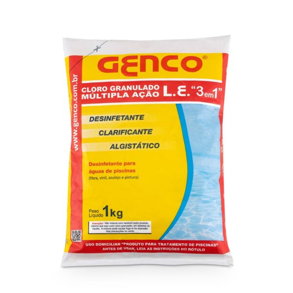 Cloro Granulado Múltipla Ação 3 Em 1 - 1kg Genco Para Piscina